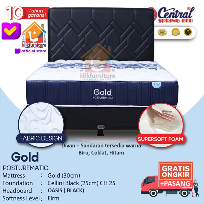 (1 Set) GOLD Posturematic Sandaran Oasis Central Springbed