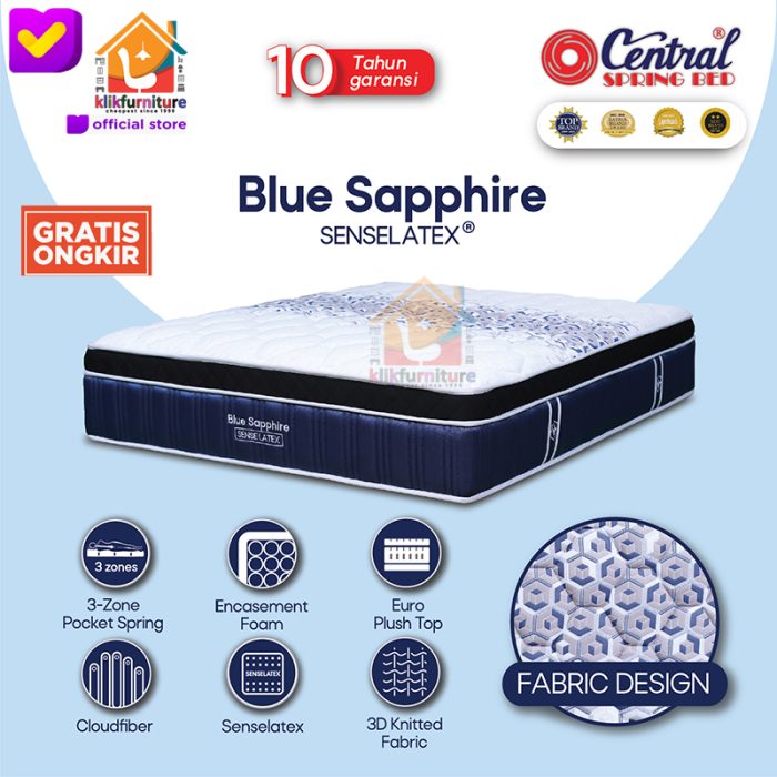 (kasur) Blue Sapphire Pocket Plush Top Senselatex Central Springbed