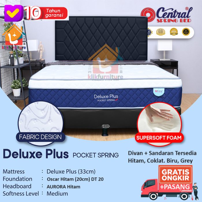 (1 set) DELUXE PLUS POCKET Spring Sandaran AURORA Central Springbed