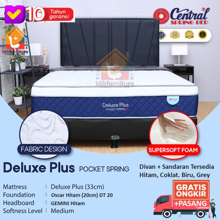 (1 set) DELUXE PLUS POCKET Spring Sandaran GEMINI Central Springbed