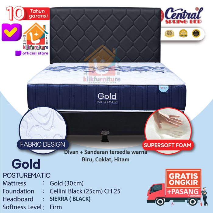 (1 Set) GOLD Posturematic Sandaran SIERRA Central Springbed