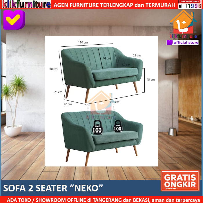 PREMIUM Sofa 2 Seater / 2 Dudukan Minimalis Modern NEKO
