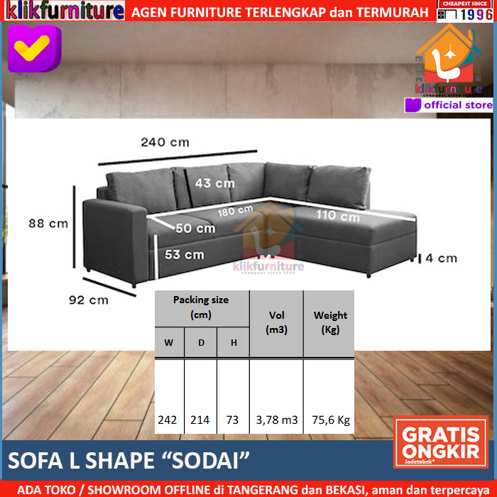 PREMIUM Sofa L Shape Minimalis Modern SODAI