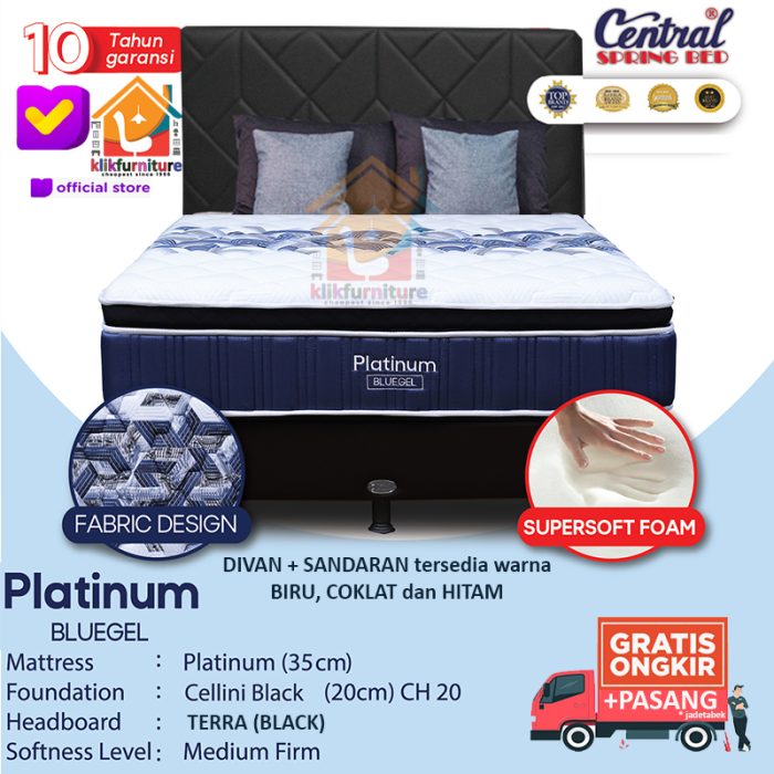 (1 set) Platinum Pillow Top With Bluegel Hb Terra Central Springbed