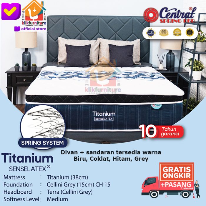 (1 set) Titanium Plush Top Senselatex Hb Terra Central Springbed