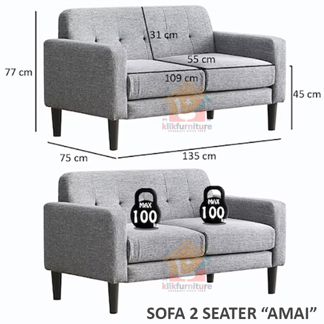 PREMIUM Sofa 2 Seater / 2 Dudukan Minimalis Modern AMAI