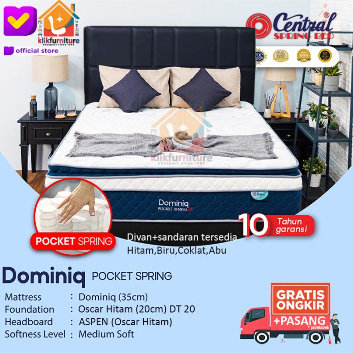 (1 set) DOMINIQ POCKET Spring Sandaran ASPEN Central Springbed