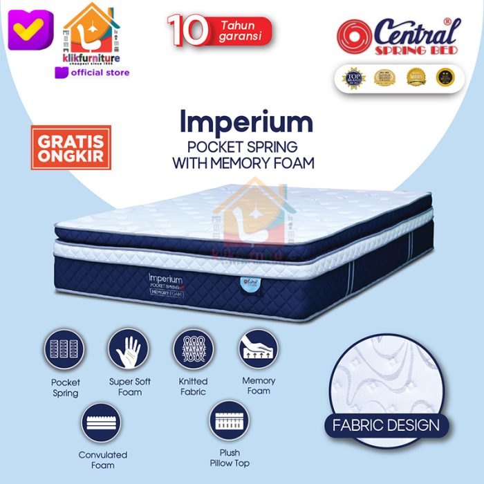 (kasur saja) IMPERIUM Pocket Spring 37 cm Memory Foam Central Springbed