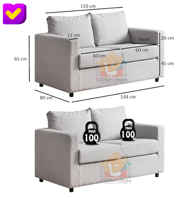 PREMIUM Sofa 2 Seater / 2 Dudukan Minimalis Modern KENZO