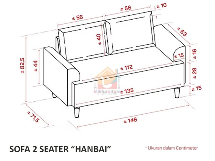 PREMIUM Sofa 2 Seater / 2 Dudukan Minimalis Modern HANBAI