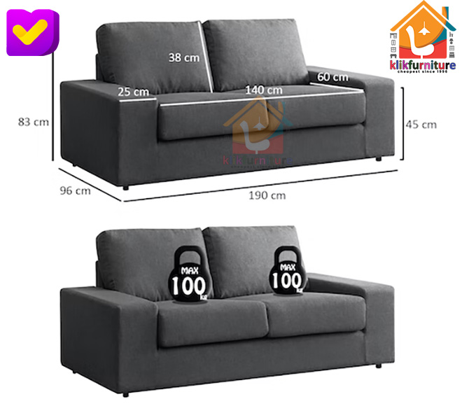 PREMIUM Sofa 2 Seater / 2 Dudukan Minimalis Modern KENZI