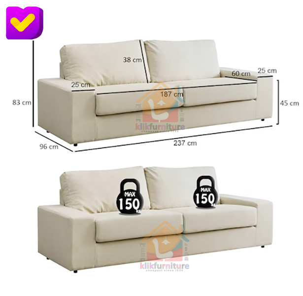 PREMIUM Sofa 2 Seater / 2 Dudukan Minimalis Modern TENSHI