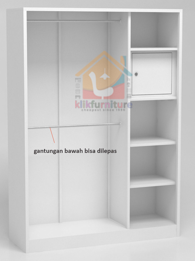 NEW Lemari Pakaian Full Besi 3 Pintu Gamish Putih Minimalis SCON 120