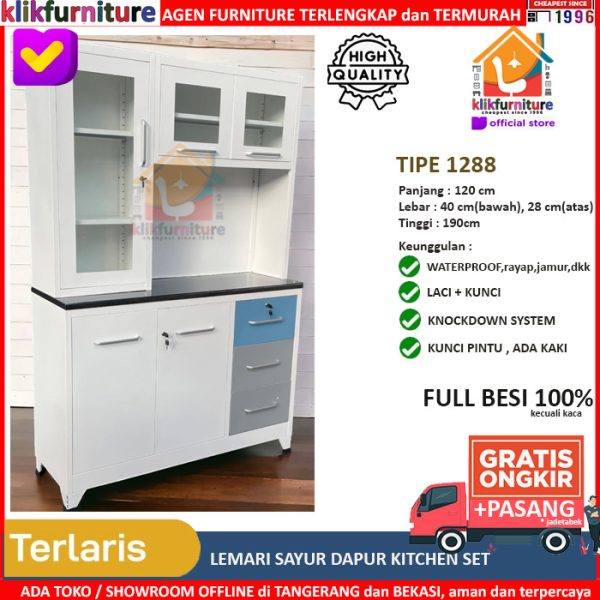 Kitchen Set Besi Lemari Sayur Besi Rak Dapur FULL BESI 1288 - Official ...