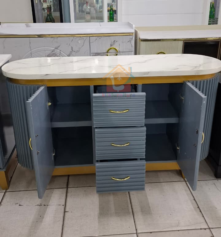 KLIKFURNITURE Sideboard Cupboard Lemari Bufet TV Meja Ruang Tamu Dining Room Living Room Oval SISILIA 140 cm