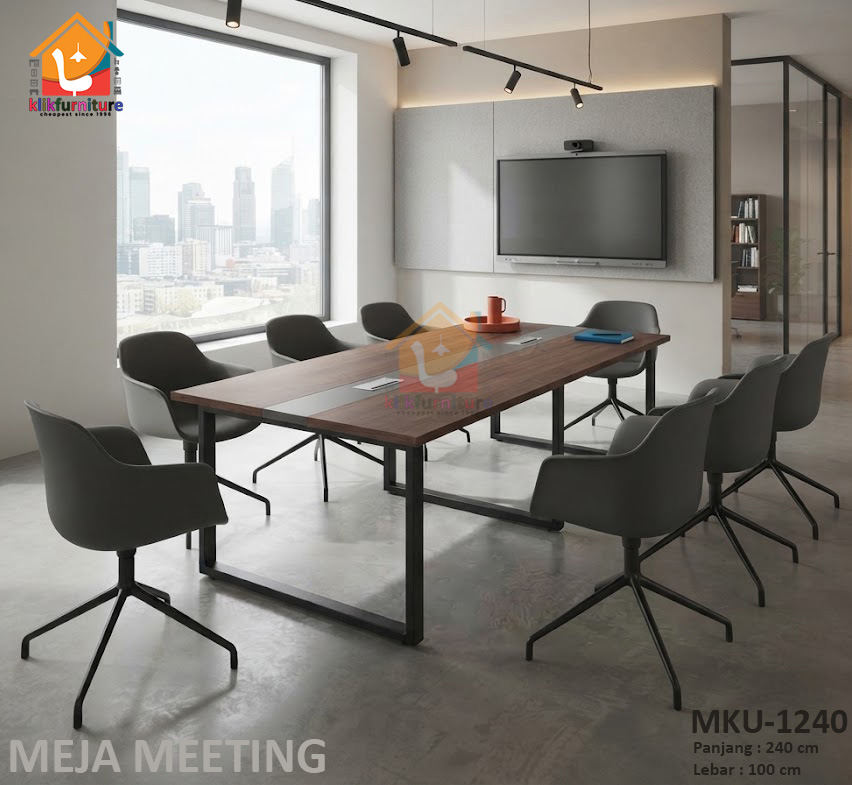 KLIKFURNITURE Meja Rapat Meja Meeting Conference Table Kantor Office Rangka Besi MKU1240