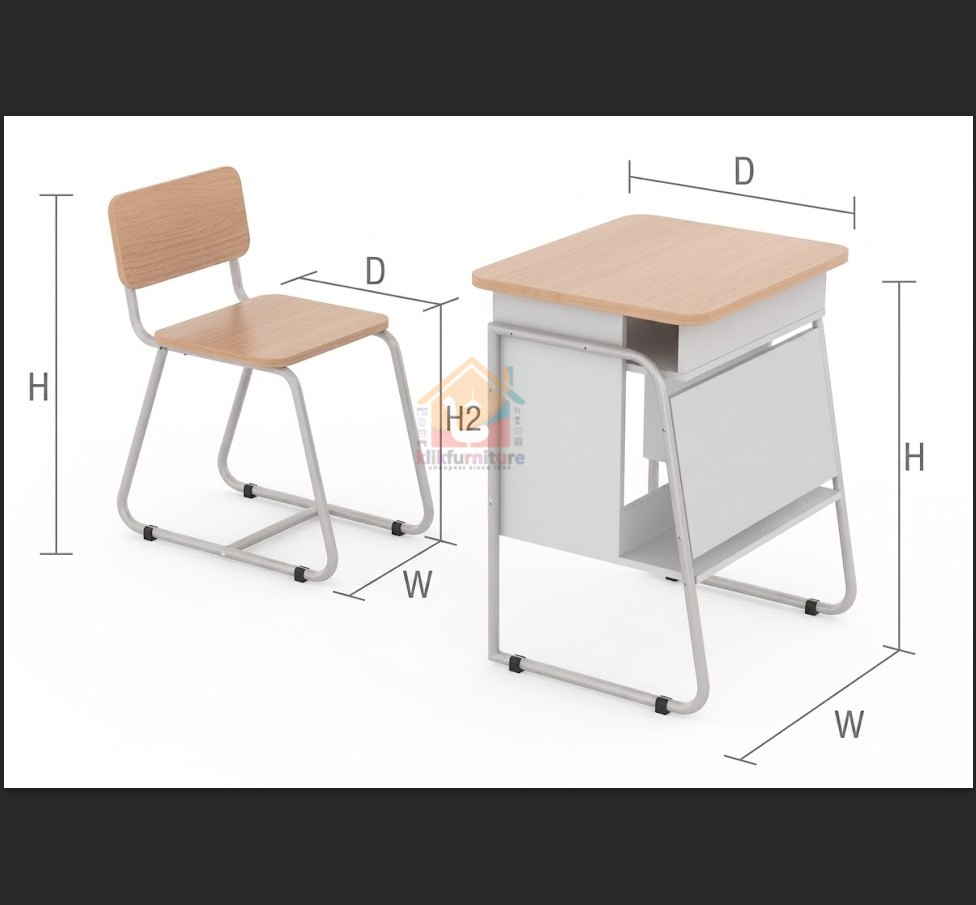 KLIKFURNITURE Meja Kursi Belajar Sekolah Kursus Kuliah SCHOOL SET SC 02 MODERA